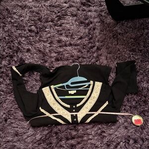 POL Black Top with Cream Lace Accents